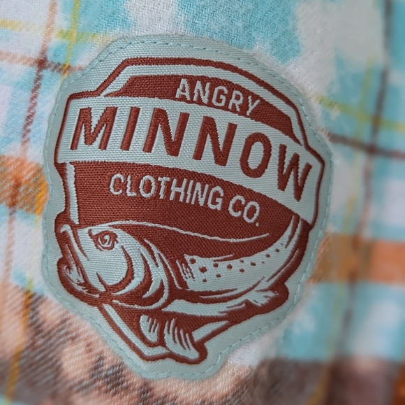 Angry Minnow Plaid Flannel Shirt with Alligator Girl Patch L - Picture 5 of 5